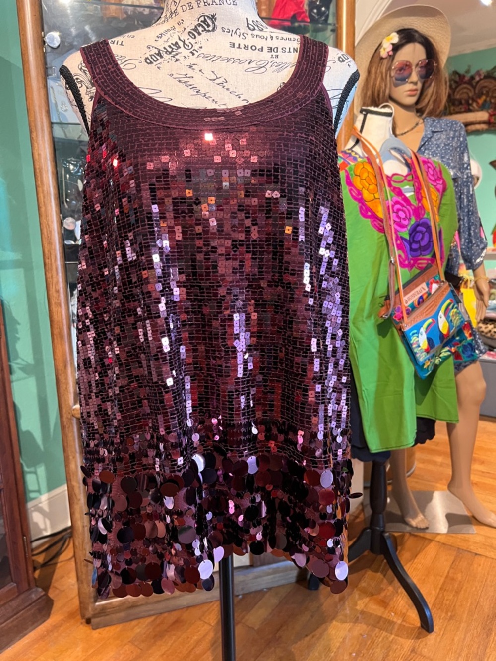 Apt. 9 Burgundy Sequin blouse